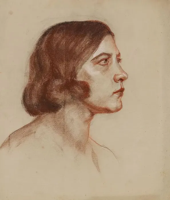 Framed Print : Portrait of a lady (recto), undated. (c1930s) Creator: Anny Dollschein Framed Print : Portrait of a lady (recto), undated. (c1930s) Creator: Anny Dollschein