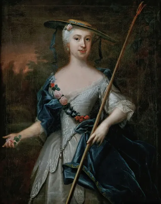 Framed Print : Portrait of lady as shepherdess, (c1750s). Creator: Lorens Pasch the Elder Framed Print : Portrait of lady as shepherdess, (c1750s). Creator: Lorens Pasch the Elder