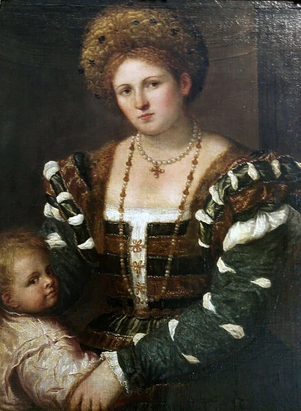 Portrait of a Lady with her Son, mid-1530s. Artist: Paris Bordone