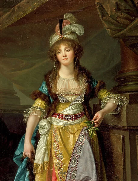 Portrait of a Lady in Turkish Fancy Dress, c1790. Creator: Jean-Baptiste Greuze