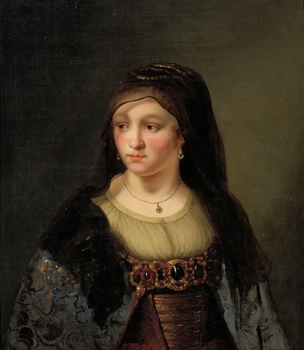 Framed Print : Portrait of a Lady in a Veil, 1643-1674. Creators: Thomas Mathisen, Rembrandt Harmensz van Rijn Framed Print : Portrait of a Lady in a Veil, 1643-1674. Creators: Thomas Mathisen, Rembrandt Harmensz van Rijn