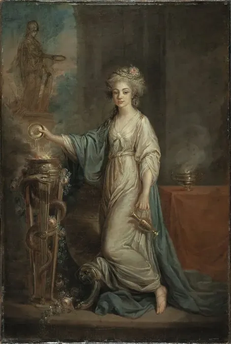 Framed Print : Portrait of a Lady as a Vestal Virgin, c1780s. Creator: Angelica Kauffman Framed Print : Portrait of a Lady as a Vestal Virgin, c1780s. Creator: Angelica Kauffman