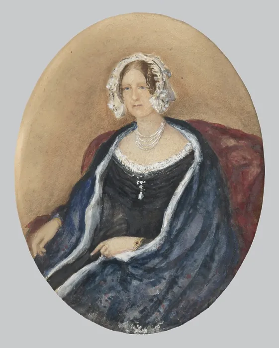 Framed Print : Portrait of a Lady in a White Bonnet and a Cape, around 1850. Creator: Unknown Framed Print : Portrait of a Lady in a White Bonnet and a Cape, around 1850. Creator: Unknown