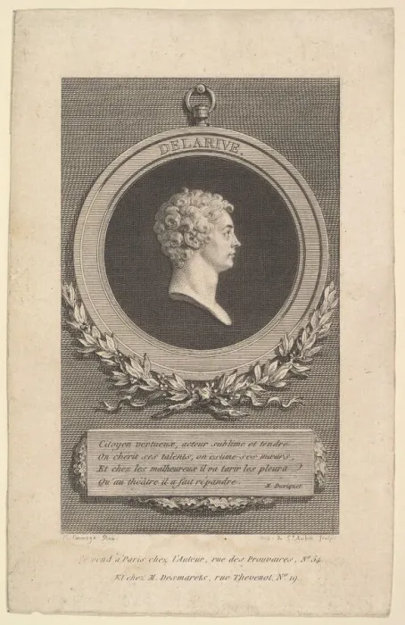 Framed Print : Portrait of De Larive, 1785. Creator: Augustin de Saint-Aubin Framed Print : Portrait of De Larive, 1785. Creator: Augustin de Saint-Aubin