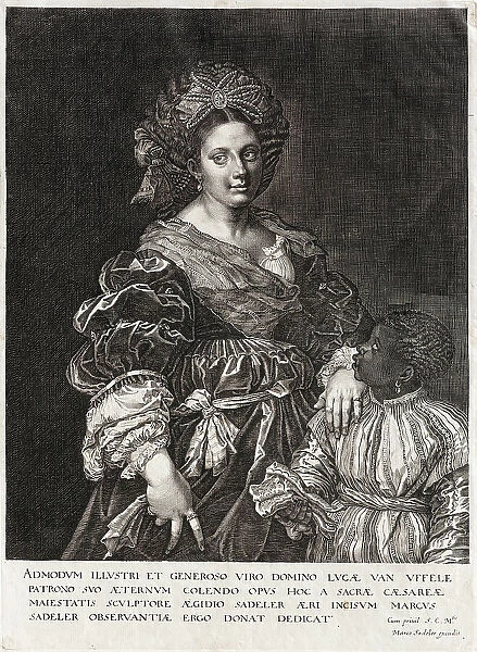Portrait of Laura Dianti with a young servant, 1600-1625. Creator: Sadeler, Aegidius (1575-1629)