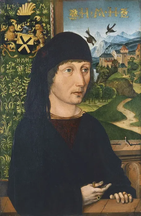 Framed Print : Portrait of Levinus Memminger, ca 1485. Artist: Wolgemut, Michael (1434-1519) Framed Print : Portrait of Levinus Memminger, ca 1485. Artist: Wolgemut, Michael (1434-1519)