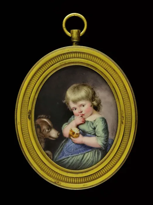 Framed Print : Portrait of a little girl with a dog, between 1790 and 1800. Creator: Thomas Peat Framed Print : Portrait of a little girl with a dog, between 1790 and 1800. Creator: Thomas Peat