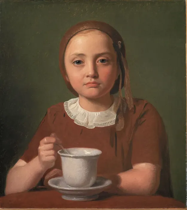 Framed Print : Portrait of a Little Girl, Elise Kobke, with a Cup in front of her, 1850. Creator: Constantin Hansen Framed Print : Portrait of a Little Girl, Elise Kobke, with a Cup in front of her, 1850. Creator: Constantin Hansen