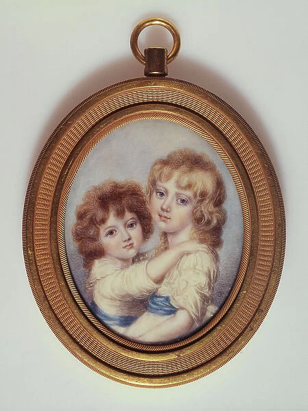 Portrait of two little girls, c1850. Creator: American School