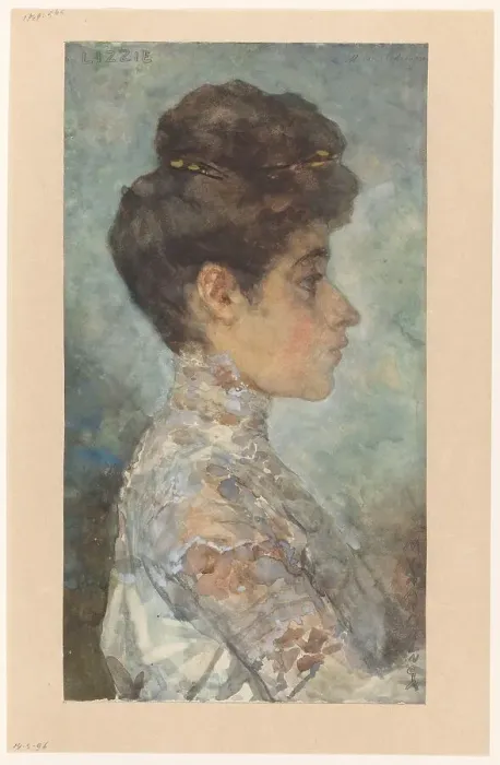 Framed Print : Portrait of Lizzy, in profile to the right, 1874-1918. Creator: Martinus van Andringa Framed Print : Portrait of Lizzy, in profile to the right, 1874-1918. Creator: Martinus van Andringa