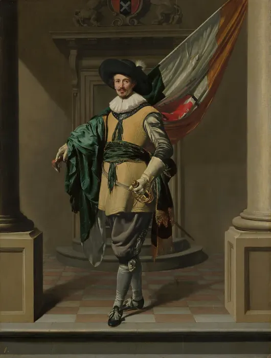 Framed Print : Portrait of Loef Vredericx (1590-1668) as an Ensign, c1630s. Creator: Thomas de Keyser Framed Print : Portrait of Loef Vredericx (1590-1668) as an Ensign, c1630s. Creator: Thomas de Keyser
