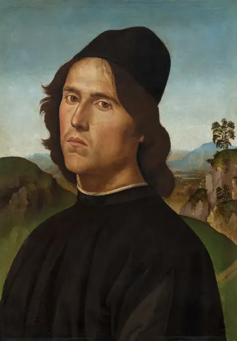 Framed Print : Portrait of Lorenzo di Credi, 1488. Creator: Perugino