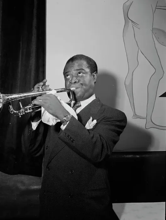 Framed Print : Portrait of Louis Armstrong, 1938. Creator: William Paul Gottlieb
