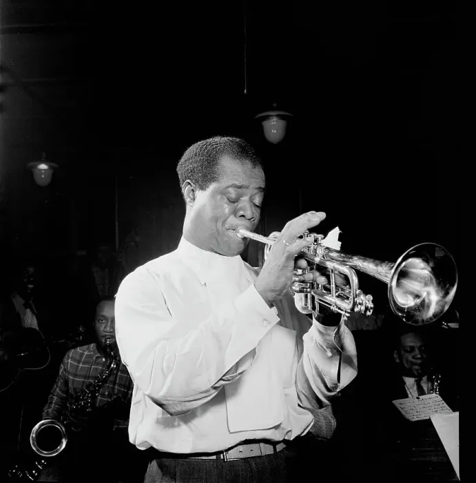 Framed Print : Portrait of Louis Armstrong, Carnegie Hall, New York, N.Y. ca. Apr. 1947. Creator: William Paul Gottlieb Framed Print : Portrait of Louis Armstrong, Carnegie Hall, New York, N.Y. ca. Apr. 1947. Creator: William Paul Gottlieb