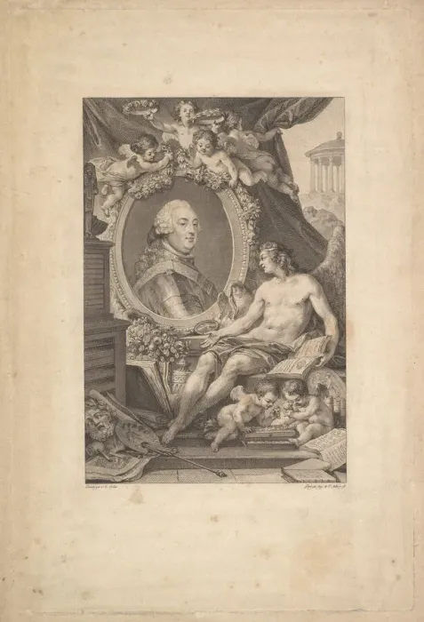 Framed Print : Portrait of Louis-Philippe, duc d Orleans, 1778. Creator: Augustin de Saint-Aubin