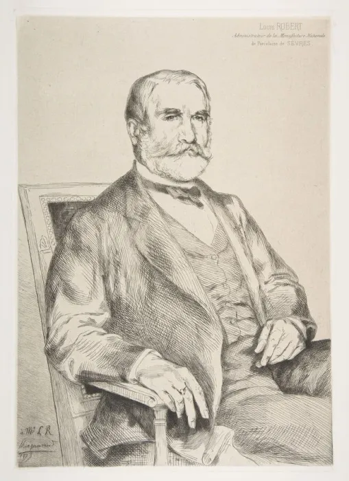 Framed Print : Portrait of Louis Robert, 1873. Creator: Felix Bracquemond Framed Print : Portrait of Louis Robert, 1873. Creator: Felix Bracquemond