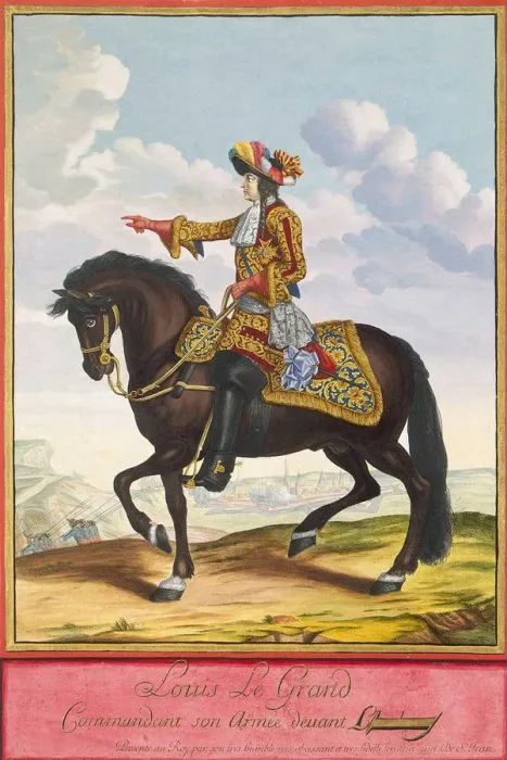 Framed Print : Portrait of Louis XIV on Horseback in the Battle of Cambrai, second half of the 17th century Framed Print : Portrait of Louis XIV on Horseback in the Battle of Cambrai, second half of the 17th century