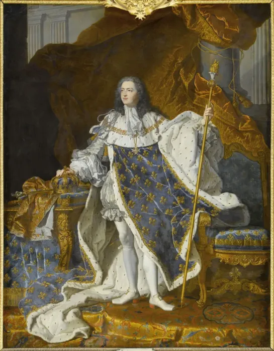 Framed Print : Portrait of Louis XV in his royal costume. Artist: Rigaud, Hyacinthe Francois Honore (1659-1743) Framed Print : Portrait of Louis XV in his royal costume. Artist: Rigaud, Hyacinthe Francois Honore (1659-1743)