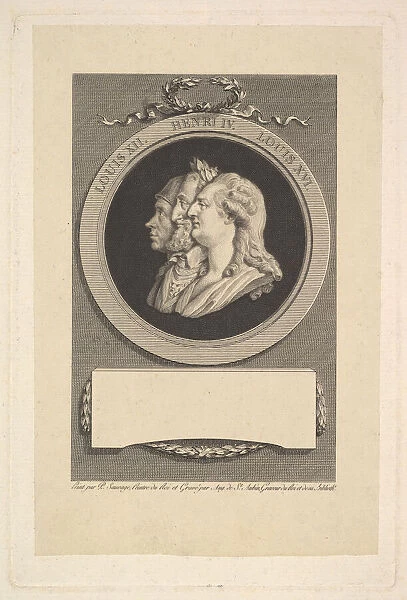 Portrait of Louis XVI, Henri IV, and Louis XII, 1791. Creator: Augustin de Saint-Aubin