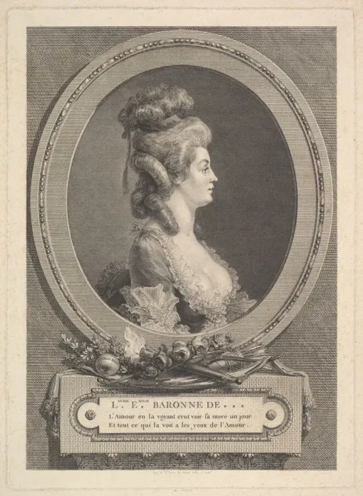 Framed Print : Portrait of Louise Emilie Baronne de ***, 1779. Creator: Augustin de Saint-Aubin Framed Print : Portrait of Louise Emilie Baronne de ***, 1779. Creator: Augustin de Saint-Aubin