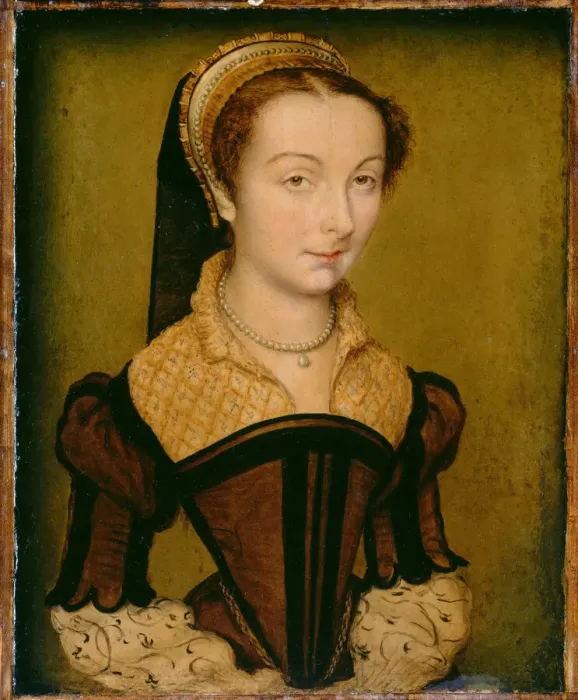 Framed Print : Portrait of Louise de Halluin, dame de Cipierre, c. 1555. Creator: Corneille de Lyon Framed Print : Portrait of Louise de Halluin, dame de Cipierre, c. 1555. Creator: Corneille de Lyon