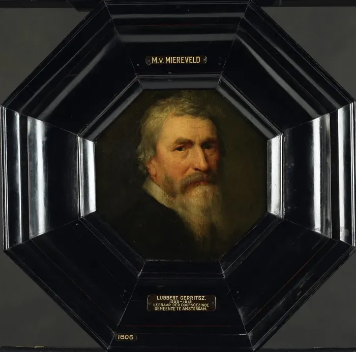 Framed Print : Portrait of Lubbert Gerritsz (1535-1612), after c.1607. Creator: Workshop of Michiel Jansz van Mierevelt