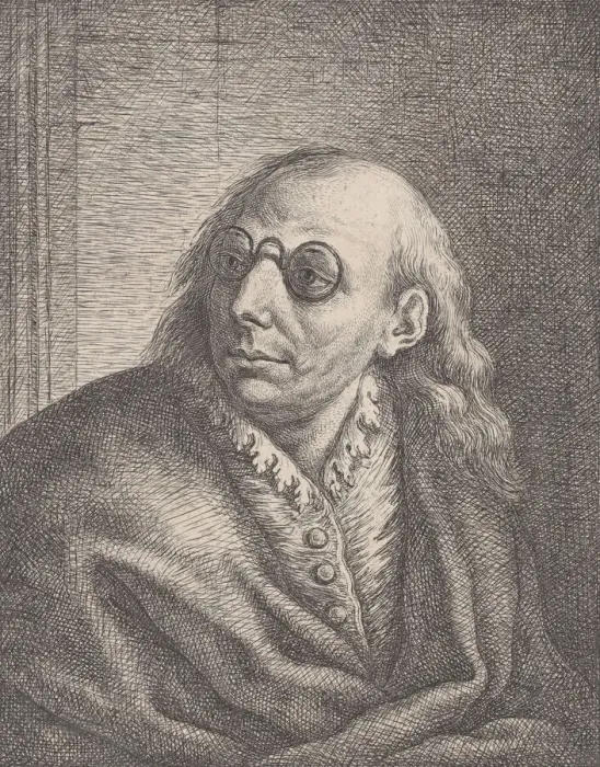 Framed Print : Portrait of Luca Giordano, wearing round spectacles and looking to the left, 1692-1727 Framed Print : Portrait of Luca Giordano, wearing round spectacles and looking to the left, 1692-1727