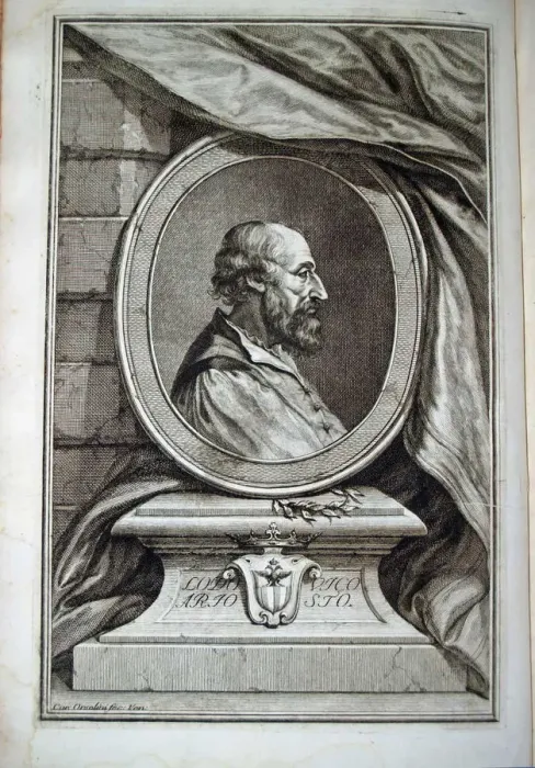 Framed Print : Portrait of Ludovico Ariosto (1474-1533), 1730. Artist: Orsolini, Carlo (1704-1780) Framed Print : Portrait of Ludovico Ariosto (1474-1533), 1730. Artist: Orsolini, Carlo (1704-1780)