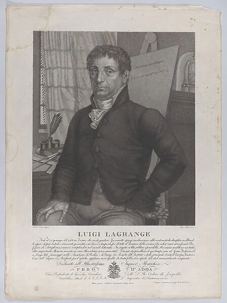 Portrait of Luigi Lagrange, seated with an easel behind him at right with a mathematical e... 1827. Creators: Luigi Rados, Roberto Focosi