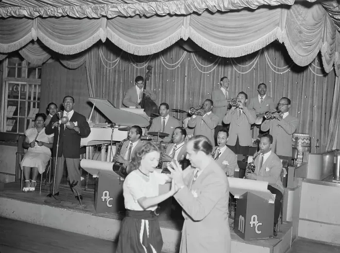 Framed Print : Portrait of Machito, Graciella Grillo, and Mario Bouza, Glen Island Casino, New York, 1947. Creator: William Paul Gottlieb Framed Print : Portrait of Machito, Graciella Grillo, and Mario Bouza, Glen Island Casino, New York, 1947. Creator: William Paul Gottlieb