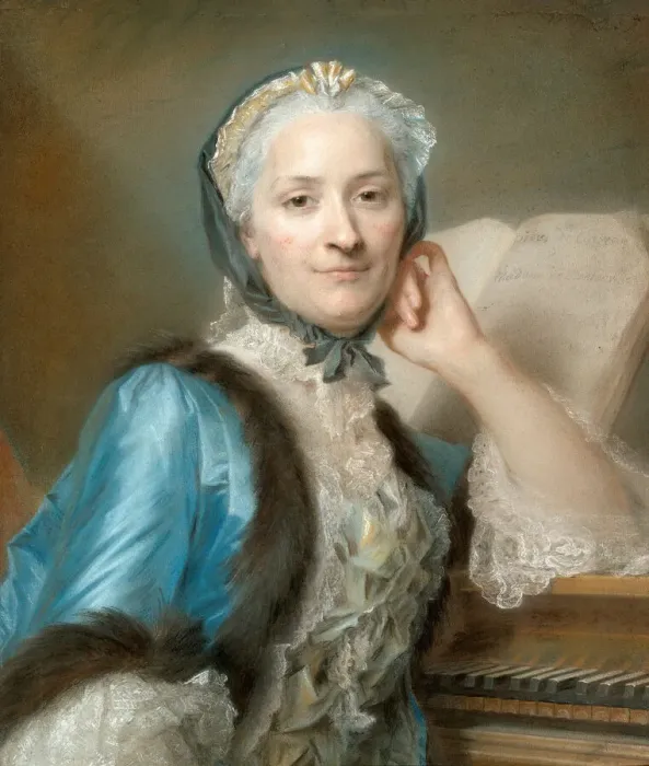 Framed Print : Portrait of Madame Anne-Jeanne Cassanea de Mondonville, nee Boucon (1708-1780), c. 1752. Creator: Maurice-Quentin de La Tour Framed Print : Portrait of Madame Anne-Jeanne Cassanea de Mondonville, nee Boucon (1708-1780), c. 1752. Creator: Maurice-Quentin de La Tour