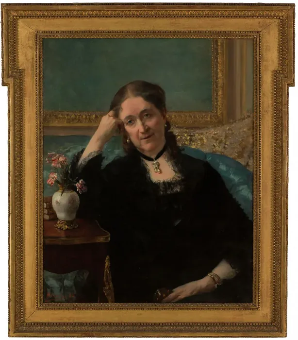 Framed Print : Portrait de Madame Blerzy, 1884. Creator: Henri Gervex