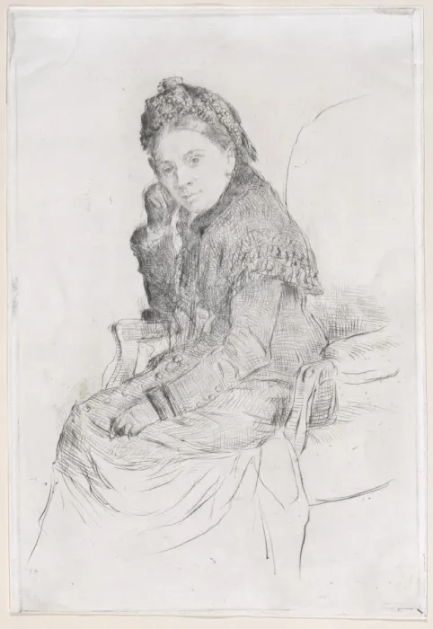 Framed Print : Portrait of Madame Bouquet de la Grye, 1879. Creator: Marcellin-Gilbert Desboutin Framed Print : Portrait of Madame Bouquet de la Grye, 1879. Creator: Marcellin-Gilbert Desboutin