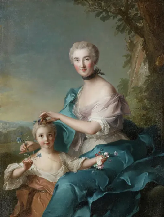 Framed Print : Portrait of Madame Crozat de Thiers and Her Daughter, 1733. Creator: Jean-Marc Nattier Framed Print : Portrait of Madame Crozat de Thiers and Her Daughter, 1733. Creator: Jean-Marc Nattier
