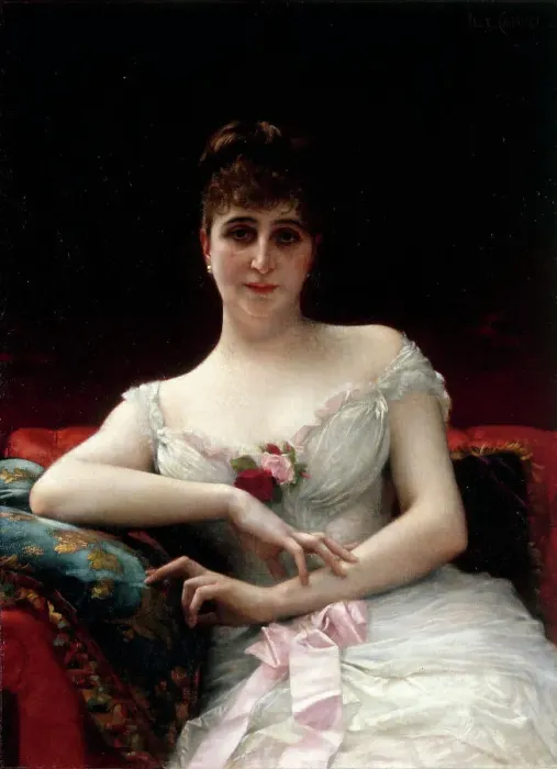 Framed Print : Portrait de Madame Edouard Hervé, 1884. Creator: Alexandre Cabanel Framed Print : Portrait de Madame Edouard Hervé, 1884. Creator: Alexandre Cabanel