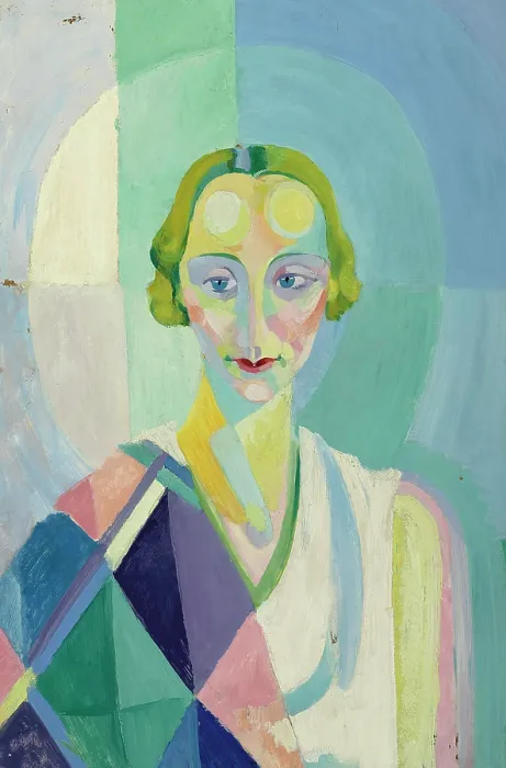 Framed Print : Portrait de Madame Heim, 1926-1927. Creator: Delaunay, Robert (1885-1941) Framed Print : Portrait de Madame Heim, 1926-1927. Creator: Delaunay, Robert (1885-1941)