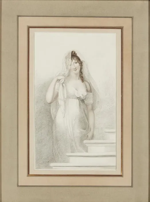 Framed Print : Portrait of Madame Recamier (1777-1849). Creator: Cosway, Richard (1742-1821) Framed Print : Portrait of Madame Recamier (1777-1849). Creator: Cosway, Richard (1742-1821)