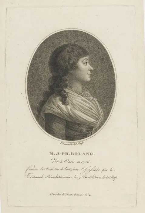 Framed Print : Portrait of Madame Roland (1754-1793), c. 1800. Creator: Bonneville, Francois Framed Print : Portrait of Madame Roland (1754-1793), c. 1800. Creator: Bonneville, Francois