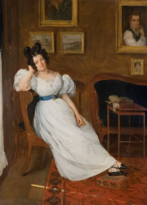 Framed Print : Portrait of Madame Simon, 1850. Creator: Eugene Delacroix Framed Print : Portrait of Madame Simon, 1850. Creator: Eugene Delacroix