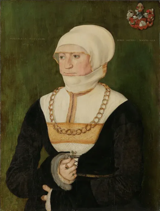 Framed Print : Portrait of Magdalena Pittrichin, 1528. Creator: Beham, Barthel (c. 1502-1540) Framed Print : Portrait of Magdalena Pittrichin, 1528. Creator: Beham, Barthel (c. 1502-1540)