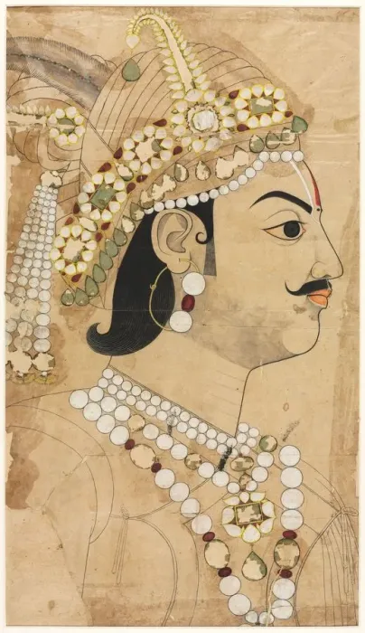 Framed Print : Portrait of Maharaja Pratap Singh (1764-1803), c. 1793. Creator: Sahib Ram (Indian Framed Print : Portrait of Maharaja Pratap Singh (1764-1803), c. 1793. Creator: Sahib Ram (Indian