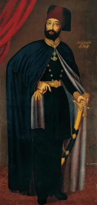 Framed Print : Portrait of Mahmud II (1785-1839), Sultan of the Ottoman Empire, after 1828. Artist: Karantzoulas, Athanasios (active 19th century)
