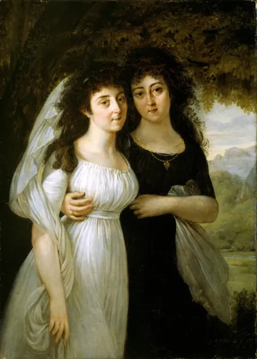Framed Print : Portrait of the Maistre Sisters, 1796. Creator: Antoine-Jean Gros Framed Print : Portrait of the Maistre Sisters, 1796. Creator: Antoine-Jean Gros