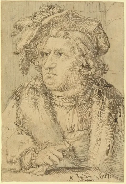 Framed Print : Portrait of a Man, 1607. Creator: Hendrik Goltzius
