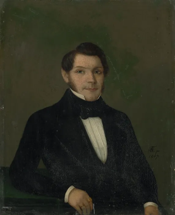 Framed Print : Portrait of a man, 1847. Creator: Karol Augustus Tibely Framed Print : Portrait of a man, 1847. Creator: Karol Augustus Tibely
