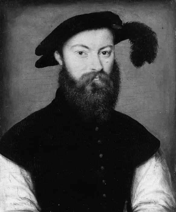 Framed Print : Portrait of a Man with a Black-Plumed Hat, ca. 1535-40. Creator: Corneille de Lyon Framed Print : Portrait of a Man with a Black-Plumed Hat, ca. 1535-40. Creator: Corneille de Lyon