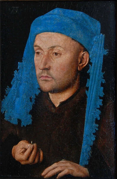 Portrait of a man with a blue chaperon (Man with Ring). Artist: Eyck, Jan van (1390-1441)