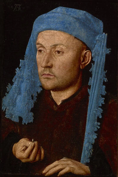 Portrait of a man with a blue chaperon (Man with Ring), ca 1429