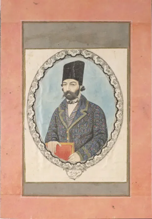 Framed Print : Portrait of a man with a Book, c. 1870. Artist: Aqa Bala (active Mid of 19th cen. ) Framed Print : Portrait of a man with a Book, c. 1870. Artist: Aqa Bala (active Mid of 19th cen. )