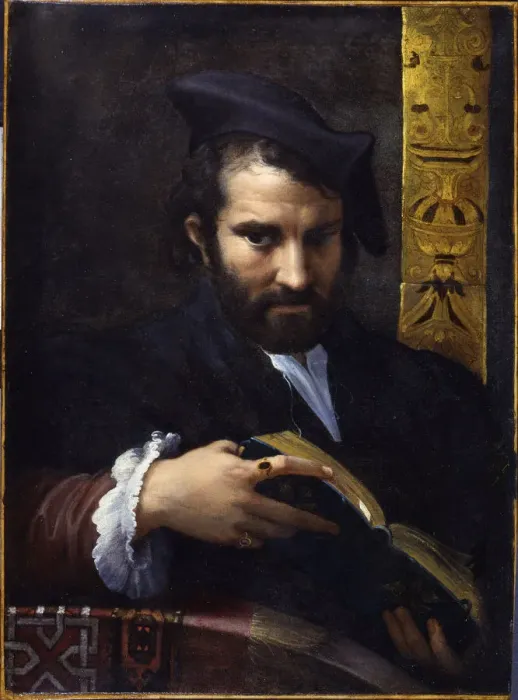 Framed Print : Portrait of a man with a book, ca 1524. Creator: Parmigianino (1503-1540) Framed Print : Portrait of a man with a book, ca 1524. Creator: Parmigianino (1503-1540)